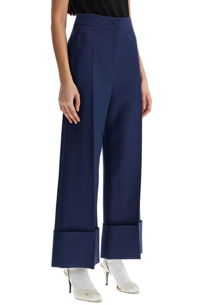 Valentino Garavani Valentino Garavani high-waisted wide leg pants in silk and wool indigo