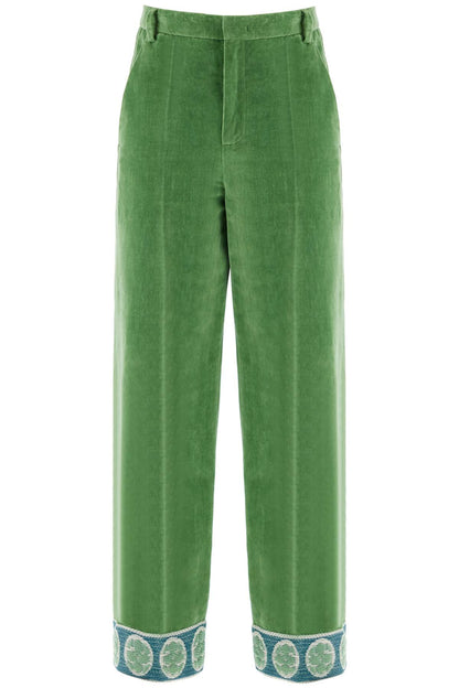 Valentino Garavani Valentino Garavani velvet pants with jacquard border