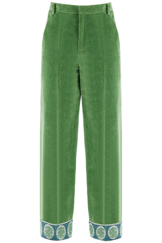 Valentino Garavani Valentino Garavani velvet pants with jacquard border