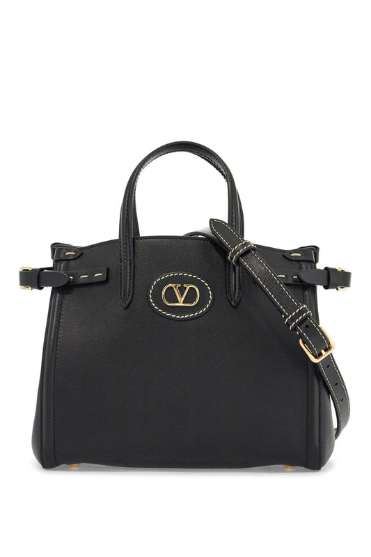 Valentino Garavani Valentino Garavani borsa tote piccola nera in pelle con logo oro