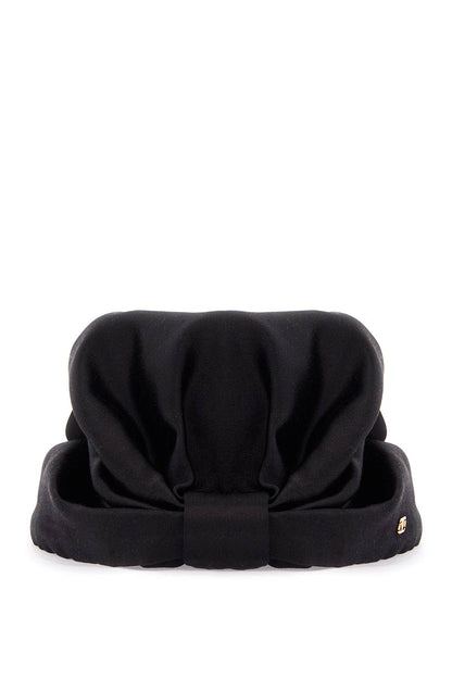 Valentino Garavani black silk turban with golden details and v logo