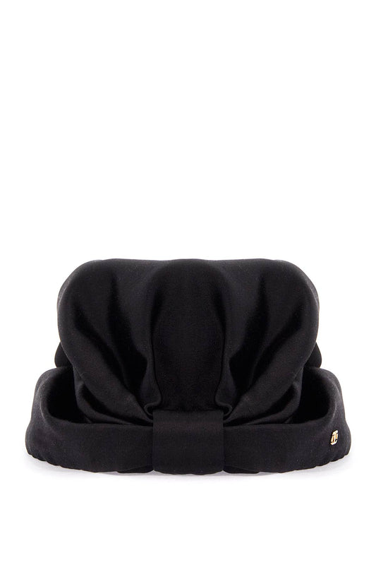 Valentino Garavani black silk turban with golden details and v logo