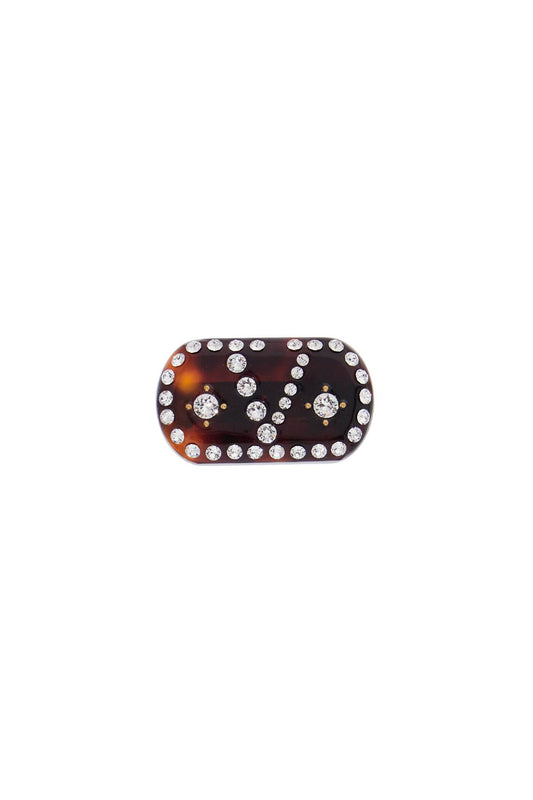 Valentino Garavani Valentino Garavani tortoiseshell green hair clip with crystals and gold details