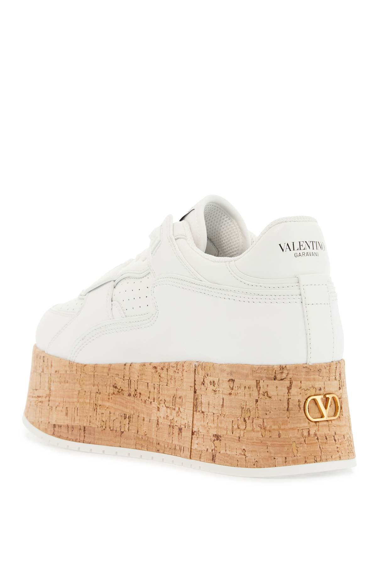 Valentino Garavani Valentino Garavani sneaker with cork sole and white leather perforated details