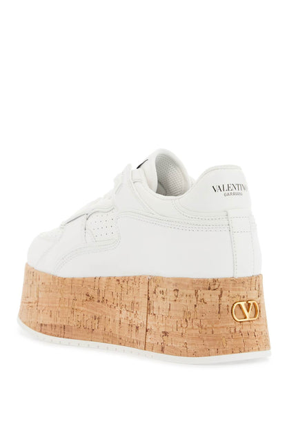 Valentino Garavani Valentino Garavani sneaker with cork sole and white leather perforated details