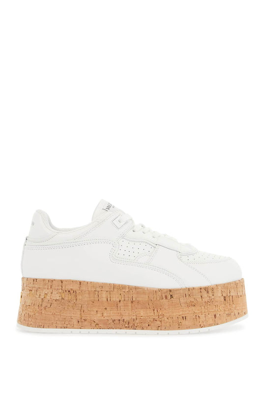 Valentino Garavani Valentino Garavani sneaker with cork sole and white leather perforated details