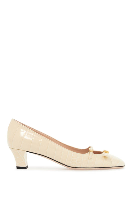 Valentino Garavani Valentino Garavani butter white crocodile effect leather pumps with medium heel