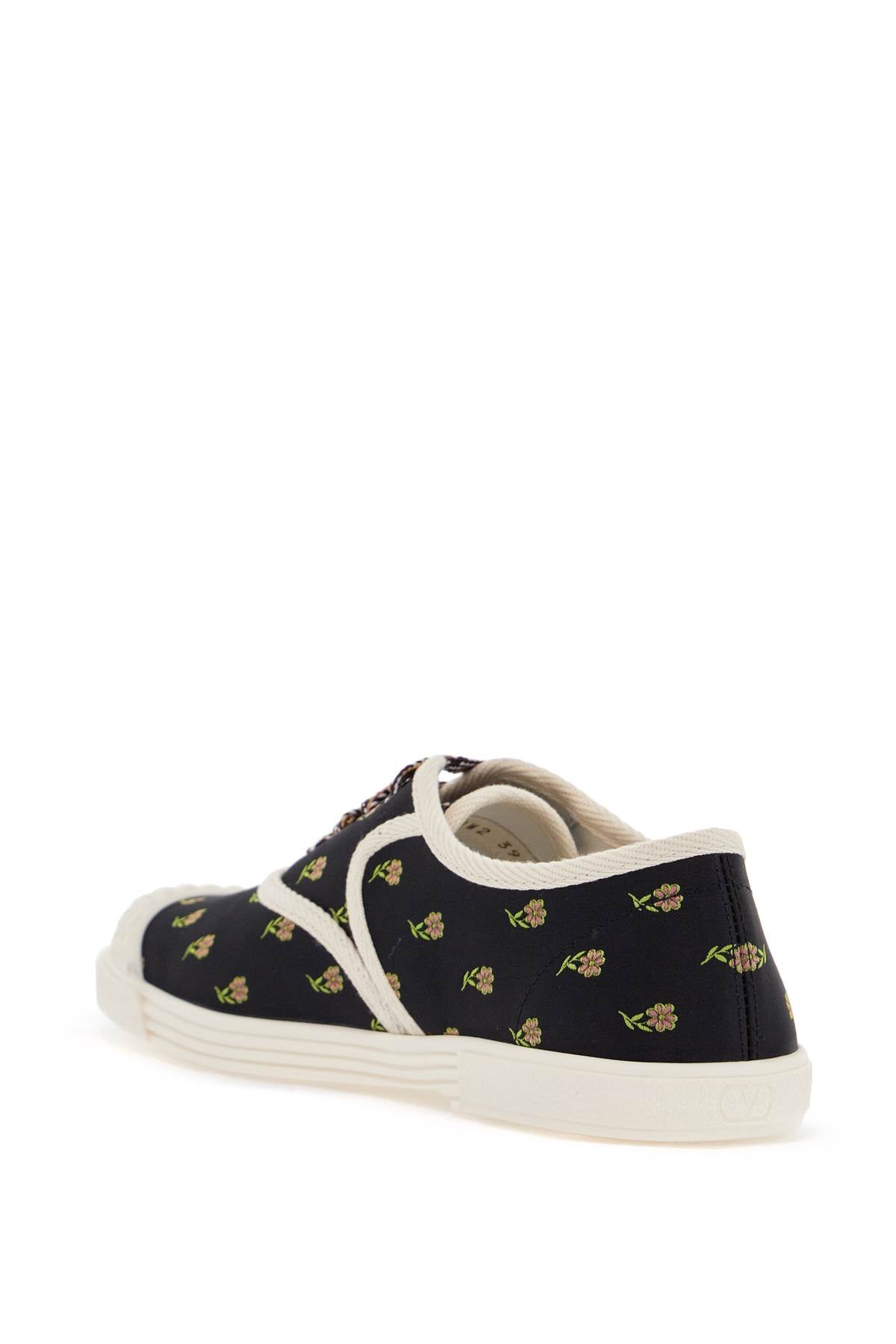 Valentino Garavani Valentino Garavani black cotton sneakers with floral pattern and rubber sole