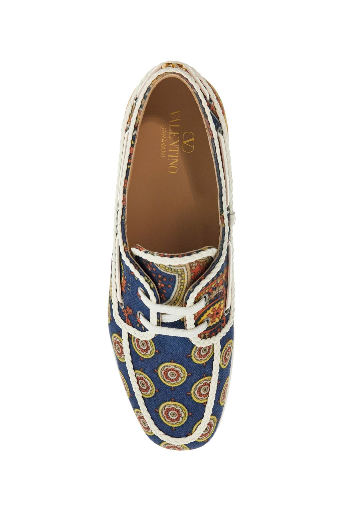 Valentino Garavani Valentino Garavani blue cotton boat shoes with paisley pattern