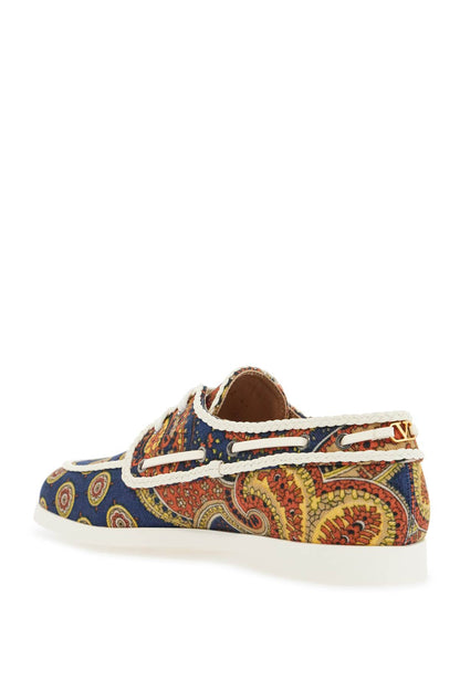 Valentino Garavani Valentino Garavani blue cotton boat shoes with paisley pattern