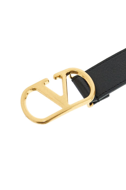 Valentino Garavani Valentino Garavani elegant black leather belt with gold buckle 30 mm