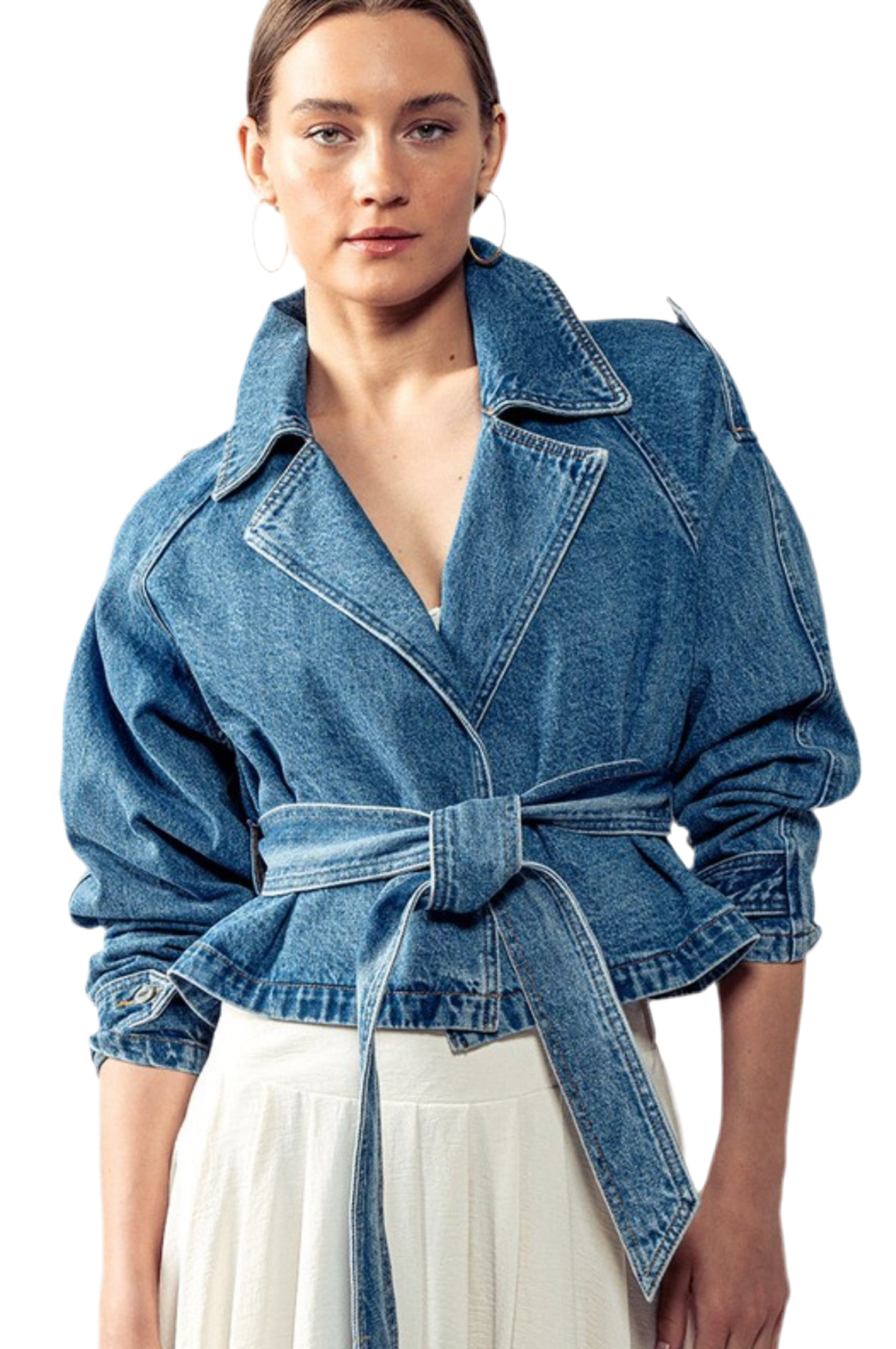 “JALISA” CROPPED DENIM TRENCH