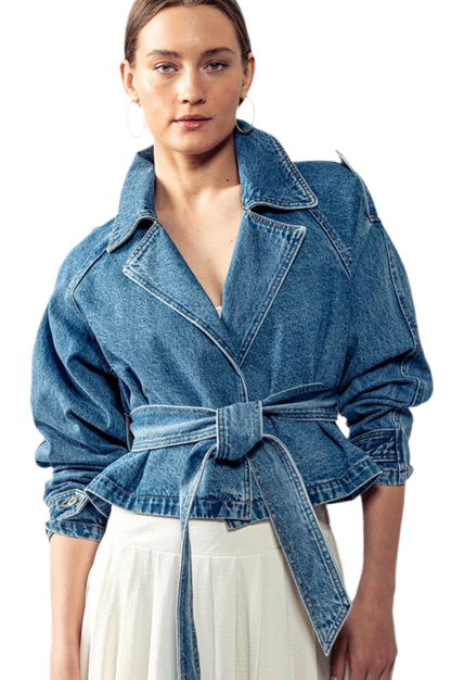 “JALISA” CROPPED DENIM TRENCH