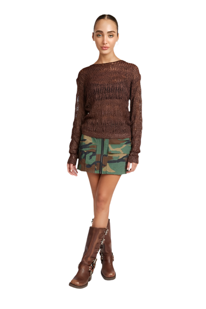 CAMO MINI SKIRT WITH FRONT ZIPPER