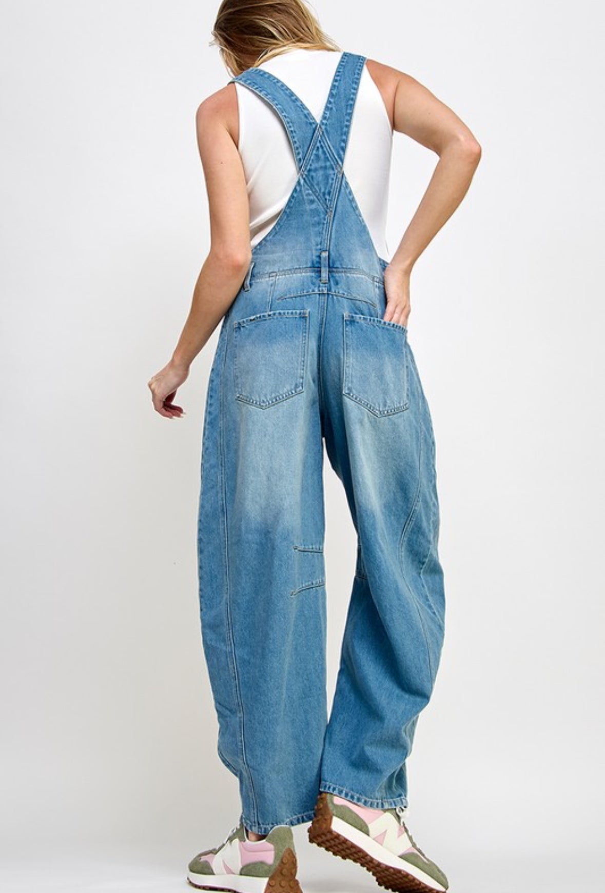 “CASSEY” BARREL DENIM OVERALL