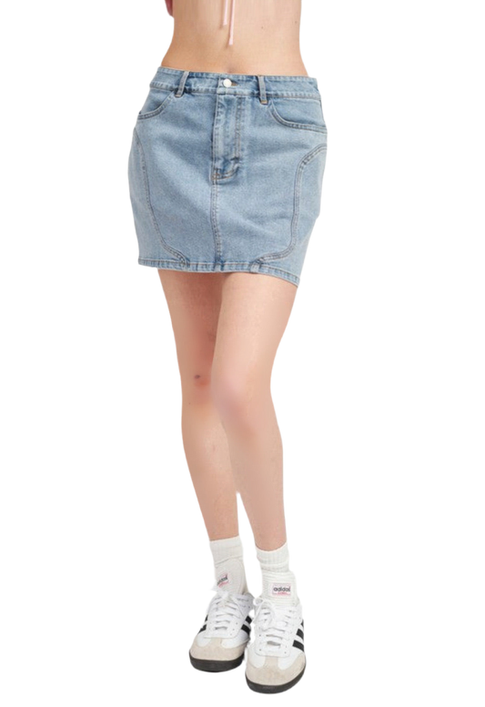 ASYMMETRICAL BLOCK DETAIL MINI SKIRT