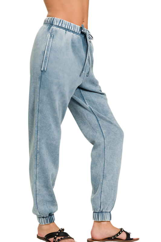 “ZOLO” Acid Wash Fleece Sweatpants with Pockets