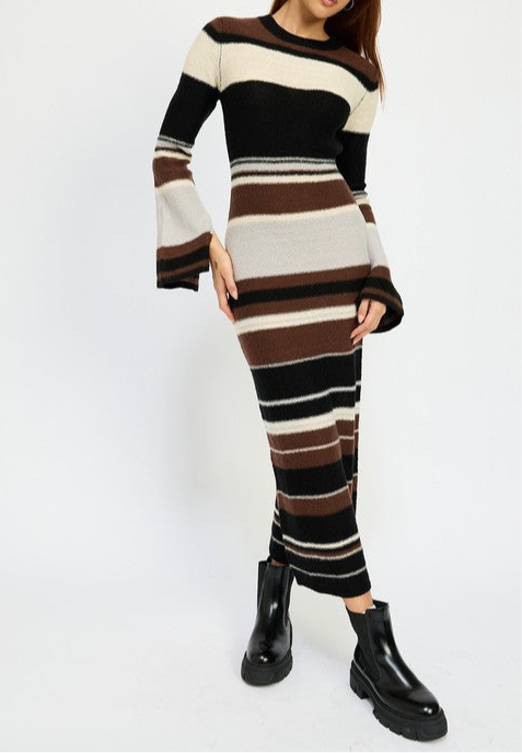 “GRACE” STRIPE MAXI BODYCON DRESS