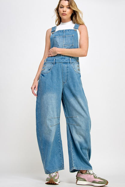 “CASSEY” BARREL DENIM OVERALL