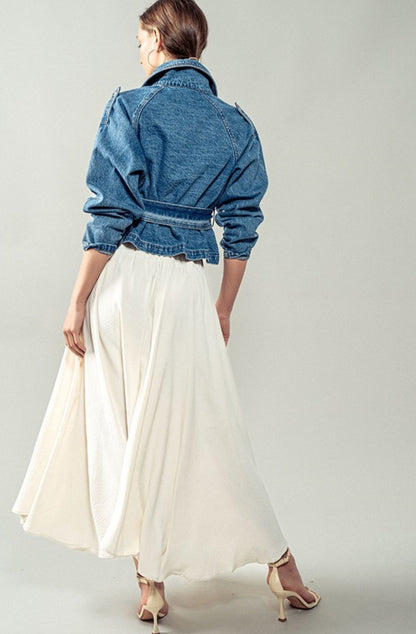 “JALISA” CROPPED DENIM TRENCH