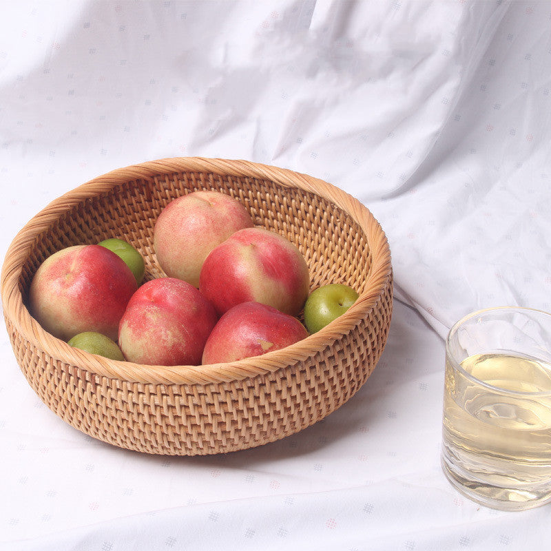 Round Fruit Woven Basket For Living Room Coffee Table