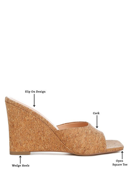 “SHILO” Cork Wedge Sandals