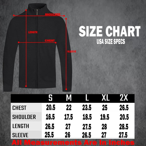 Mens Solid Full Zip Sweater