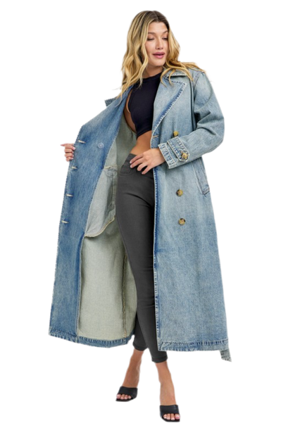 “BAILEY” OVERSIZED DENIM TRENCH EST. SHIP | 10/15