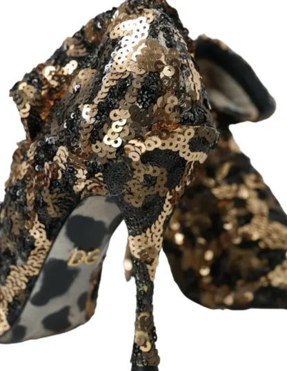 DOLCE & GABBANA
GOLD LEOPARD SEQUINS HEELS BOOTS SHOES