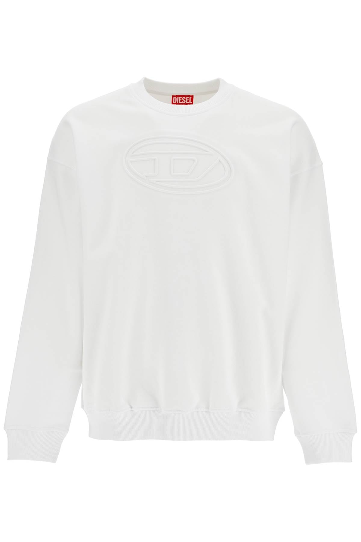 Diesel Diesel white cotton sweatshirt with raised logo for men