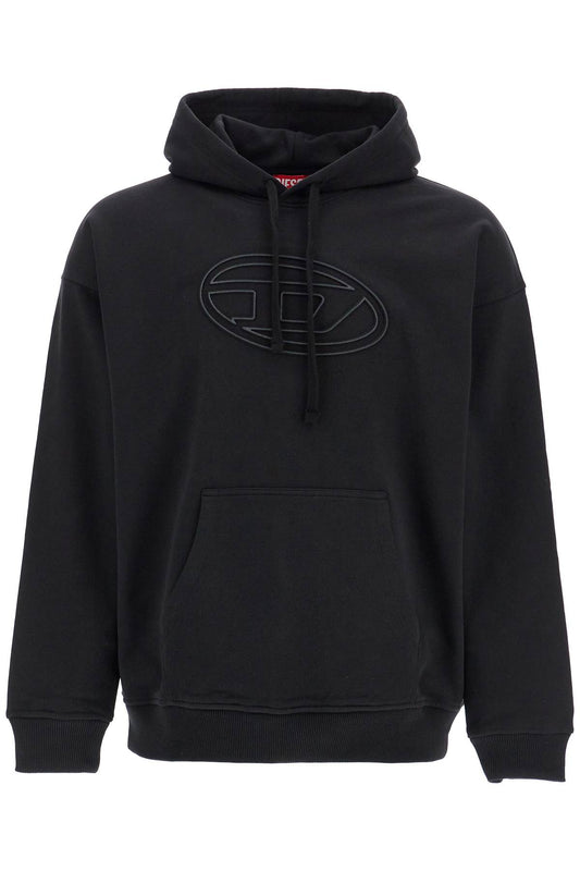 Diesel Diesel black cotton hoodie with embossed logo