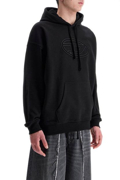 Diesel Diesel black cotton hoodie with embossed logo