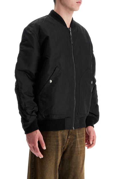 Diesel Diesel classic black nylon bomber jacket with zip and side pockets