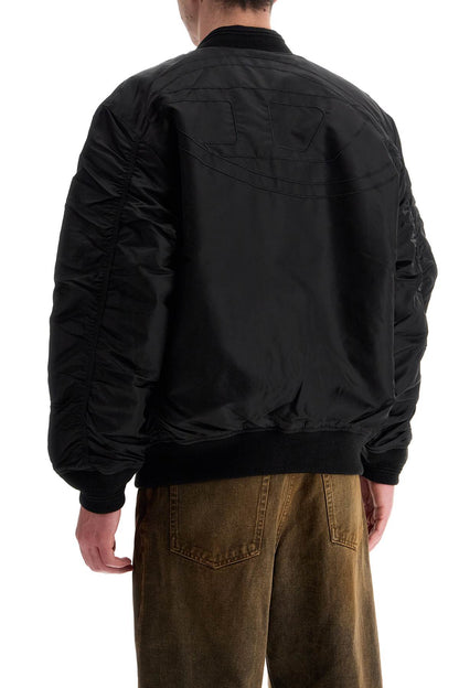 Diesel Diesel classic black nylon bomber jacket with zip and side pockets