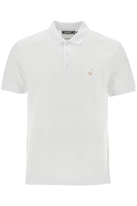 Moschino Moschino white cotton polo with delicate embroidery