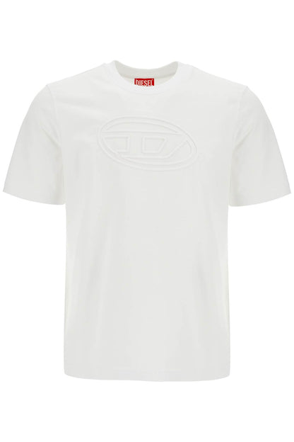 Diesel Diesel white cotton t-shirt with embossed logo t-adjust-bigoval