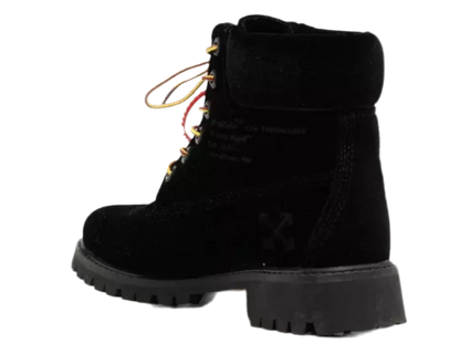 OFF-WHITE  Off White x Timberland Black Velvet Ankle Boots