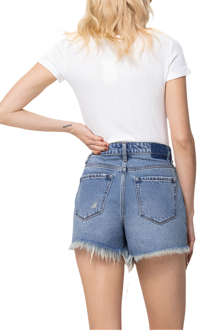 DISTRESSED MOM SHORTS