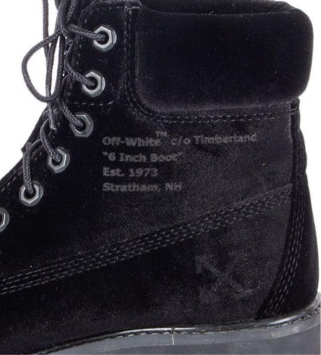 OFF-WHITE  Off White x Timberland Black Velvet Ankle Boots