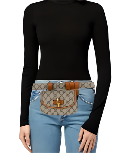 GUCCI
Gucci Bamboo 1947 Mini GG Canvas And Leather Belt Bag