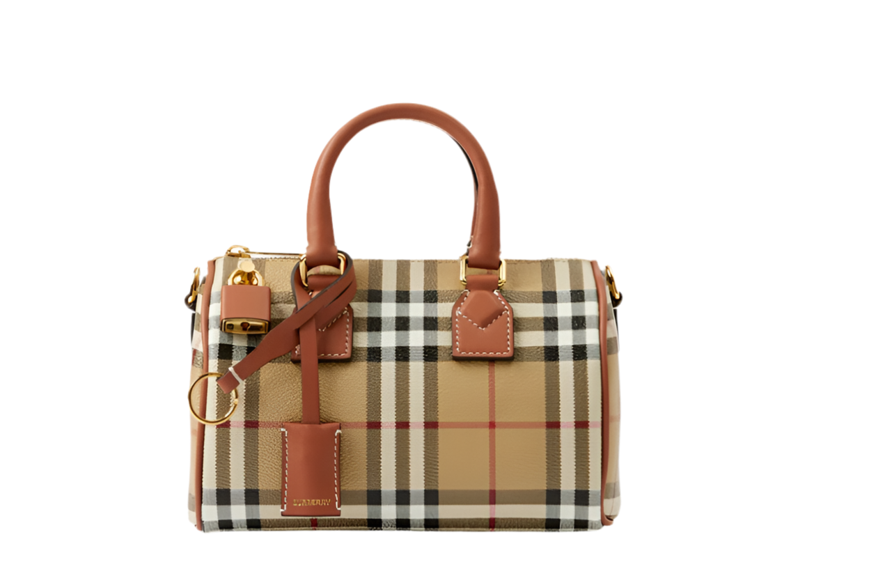 BURBERRY CHECK MINI BOWLING BAG