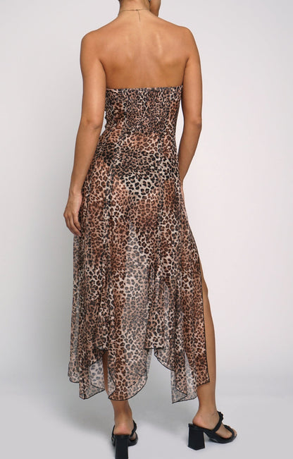 “WHITNEY” MESH LEOPARD LONG DRESS