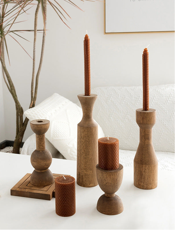 Log Mori Series Candlestick Old Soft wood