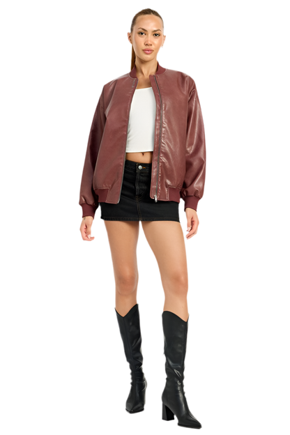 “VICTORIA” VINTAGE LEATHER BOMBER JACKET