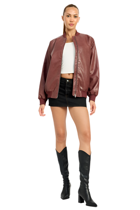 “VICTORIA” VINTAGE LEATHER BOMBER JACKET