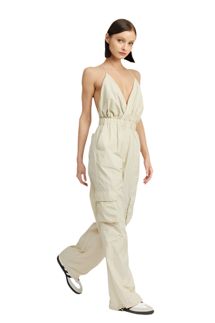 SPAGHETTI STRAP CARGO JUMPSUIT