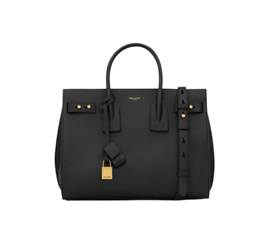 SAINT LAURENT
BLACK CALF LEATHER SAC DE JOUR HANDBAG