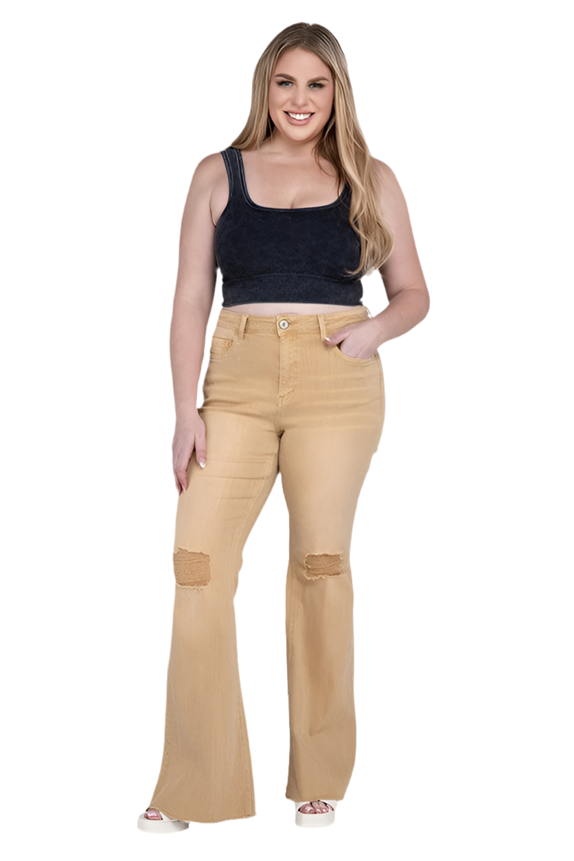 PLUS SIZE HIGH RISE FLARE JEANS