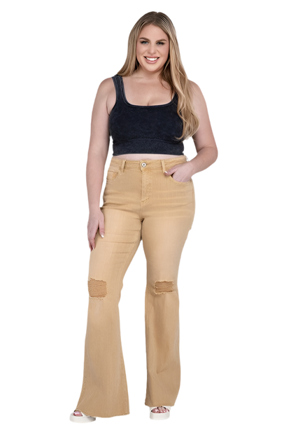 PLUS SIZE HIGH RISE FLARE JEANS