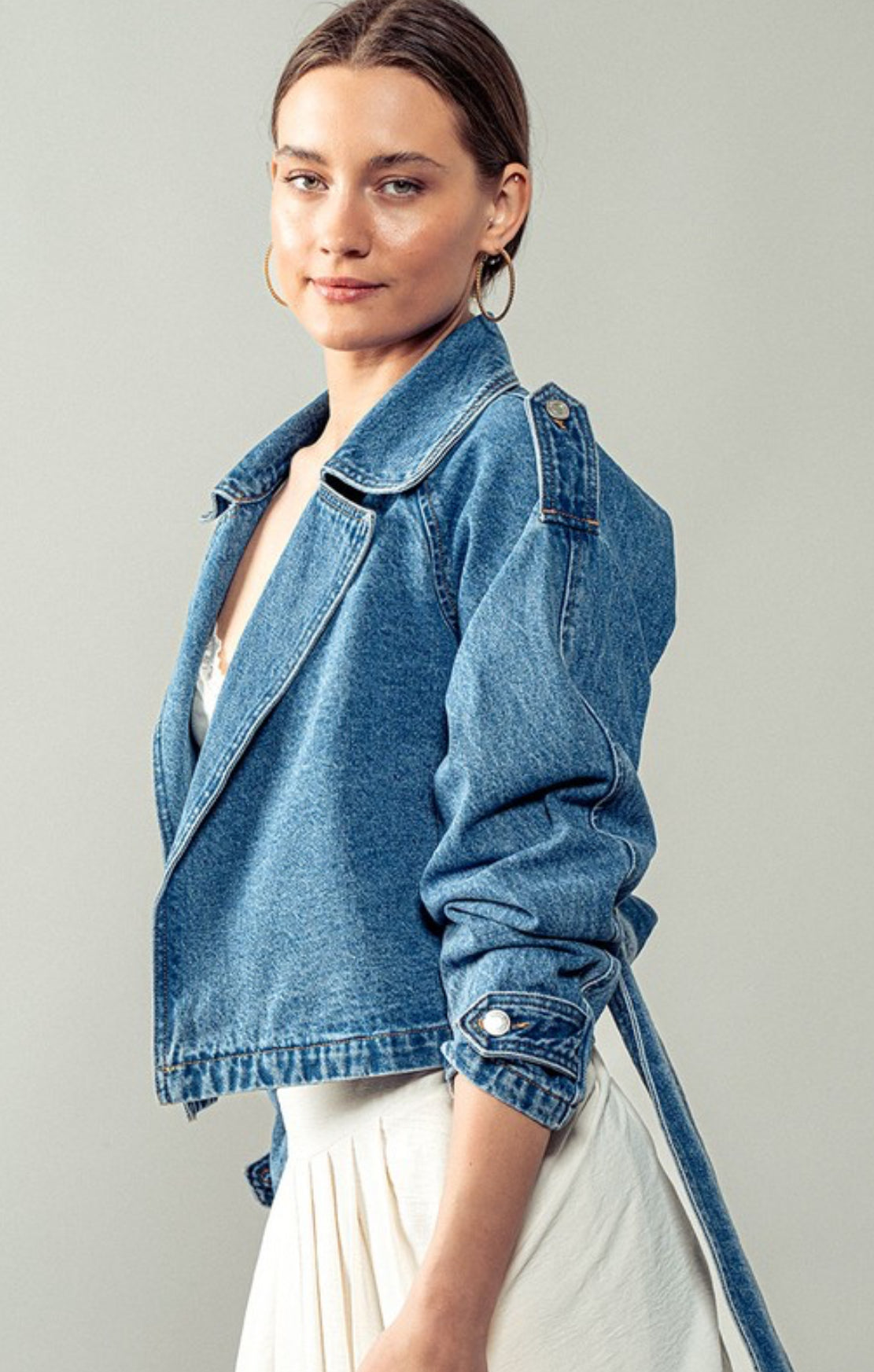 “JALISA” CROPPED DENIM TRENCH